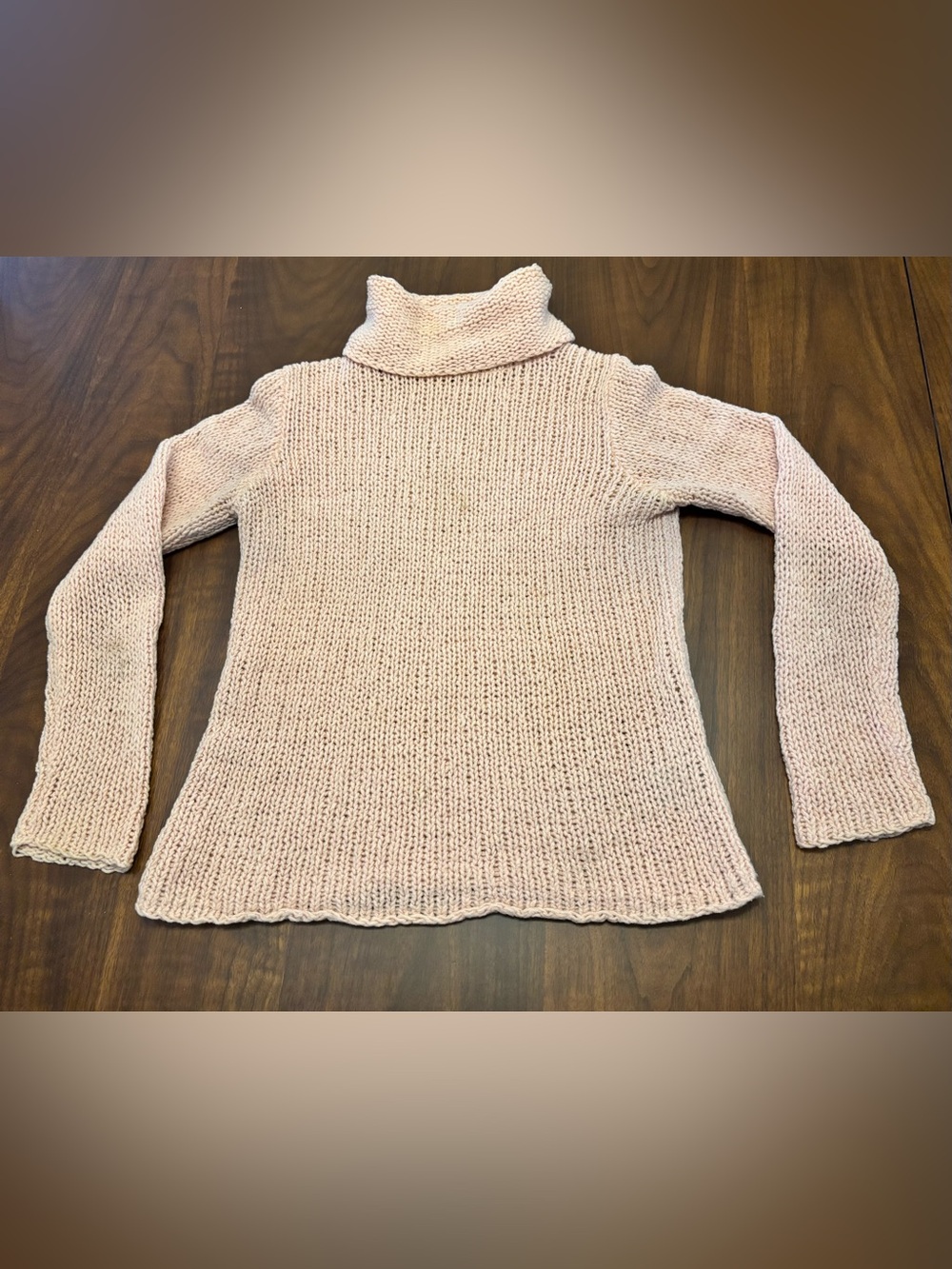 Eileen Fisher Merino Wool Turtleneck Sweater Pink Knit Small Italian Yarn
